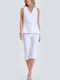 Women's Fabric Capri Trousers White 10-060832-0-White-S