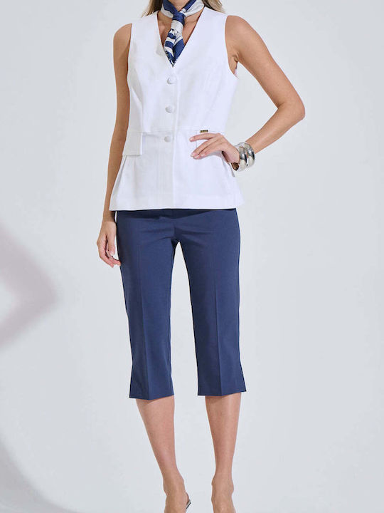 Bill Cost Women's Fabric Capri Trousers Blue