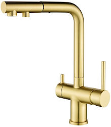 Helika Akvaduo Plus Counter Kitchen Faucet with Pull-Out Spray Gold