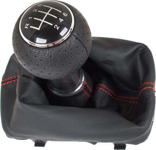 Audi A3 I 8l 96-03 Pomol Schimbător Viteze Negru + Mansoane Negre Cusătură Roșie 6 Viteze