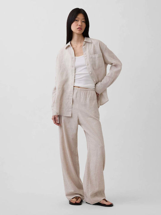 GAP Damen Leinenhose mit Gummiband in Entspannt...