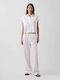 Damen Leinenhose mit Gummiband in Entspannte Passform Off-White