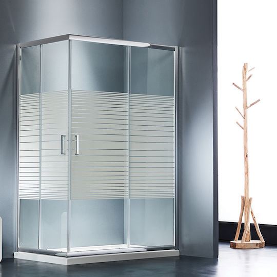 Starlet Corner Entry Καμπίνα Ντουζιέρας με Συρόμενη Πόρτα 67x99cm Stripes