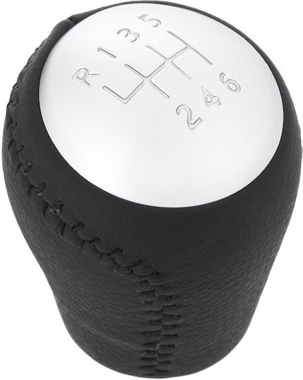 Nissan Qashqai 06-13 6-speed Black Eco Leather + Silver Gear Shift Knob