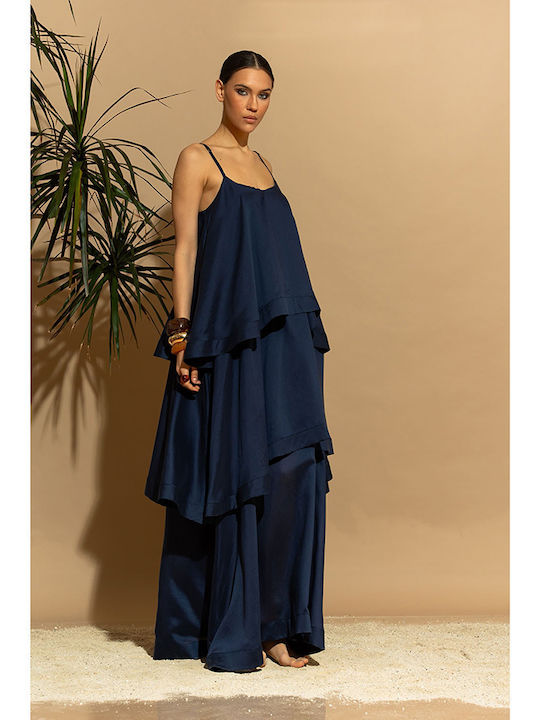 C-Throu Satin Hochzeits- und Taufkleid Blau