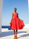 Stefanoudakis Φόρεμα για Γάμο / Βάπτιση Off-Shoulder Red
