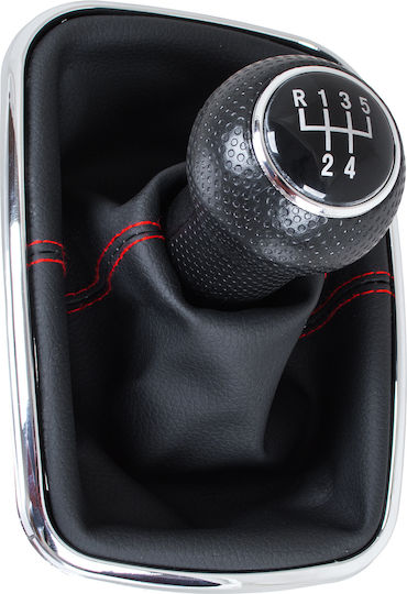 Vw Golf Iv 97-03 Auto Schaltknopf + Schaltmanschette Rote Faden Chrom Rahmen 5-Gang 12mm Loch
