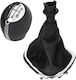 Renault Trafic Iii 14-19 Black Chrome Gear Shift Knob + Black Gaiters Chrome Frame 6 Speeds