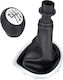 Renault Clio Iii 05-12 Gear Shift Knob Black Eco Leather + Silver + Black Gaiter Silver Frame 6 Speed