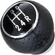 Universal Gear Shift Knob Black Leather + Chrome 5 Speeds