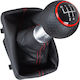 Audi A3 I 8l 96-03 Black Gear Shift Knob + Black Gaiters Red Thread Red Ring 5 Speed Reverse On Top