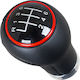 Audi Seat Skoda Vw Gear Shift Knob Black + Red Ring + Chrome 6 Speeds