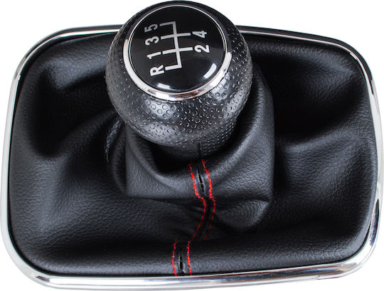 Vw Golf Iv 97-03 Gear Shift Knob + Boot Red Thread Chrome Frame 5 Speed 23mm Hole