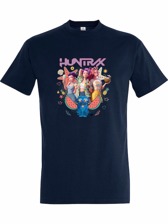 Tricou Copii French Albastru Marin Kpop Demon Hunters Huntrix Summer Edition Watemelon