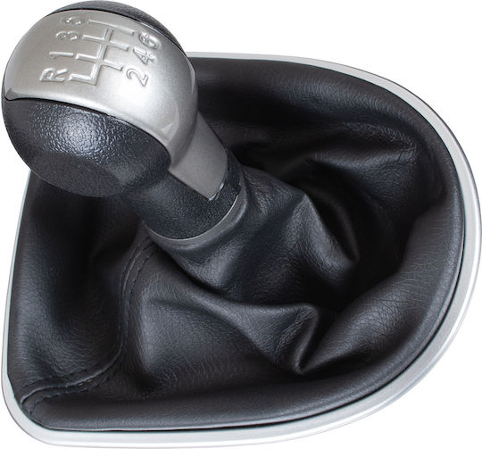 Seat Leon Ii 2005 Black-beige Gear Shift Knob + Gaiter Chrome Frame 6 Speeds