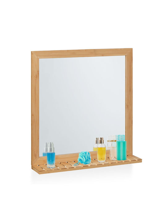 Relaxdays Bathroom Mirror with Shelf 61.5x60cm Beige