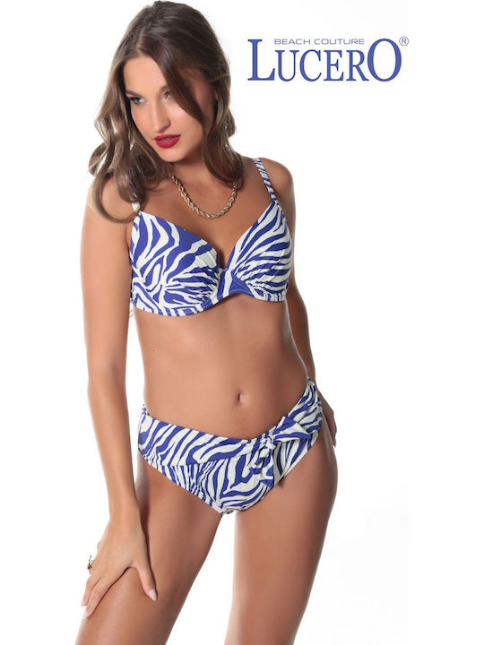 Set Bikini High Waist Animal Print Light Blue