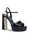 Damen Sandalen Aus Leder Schwarz