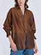 Long Sleeve Women's Shirt Brown 10-150319-0 Brown S/M
