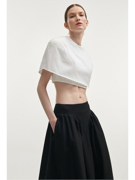 Γυναικείο Crop Top Βαμβακερό Λευκό