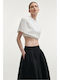 Γυναικείο Crop Top Βαμβακερό Λευκό