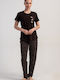 Vienetta Secret Summer Women's Brown Dark Pyjama Set