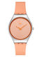 Swatch Womens Watch Battery with Orange Rubber Strap