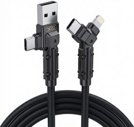XO USB to Type-C / Lightning Cable Μαύρο 1m 113405