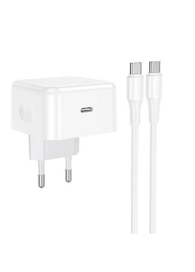 Hoco Φορτιστής με Θύρα USB-C και Καλώδιο USB-C - USB-C 40W Power Delivery Λευκός (C161A)