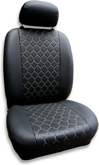 Huse Scaune Auto Piele Sintetica 9 Buc Pancar Dr-46 Negru-Bej Romboid