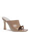 Leather Mules with Heel in Brown Colour