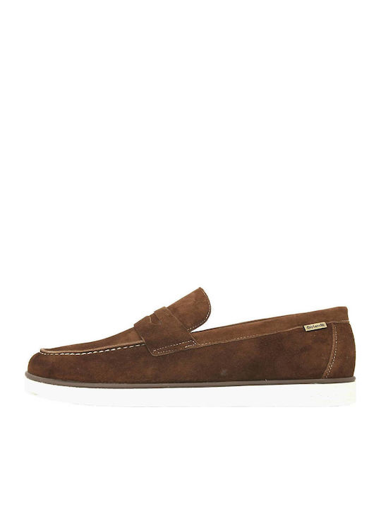 Suede Men's Loafers In Tabac Brown Color