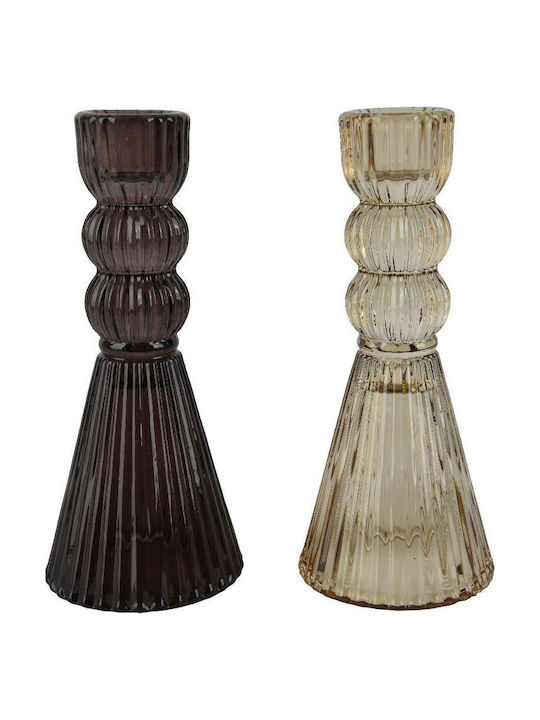 Beauty Home Kerzenhalter Glas in Braune Farbe 6,5x15cm