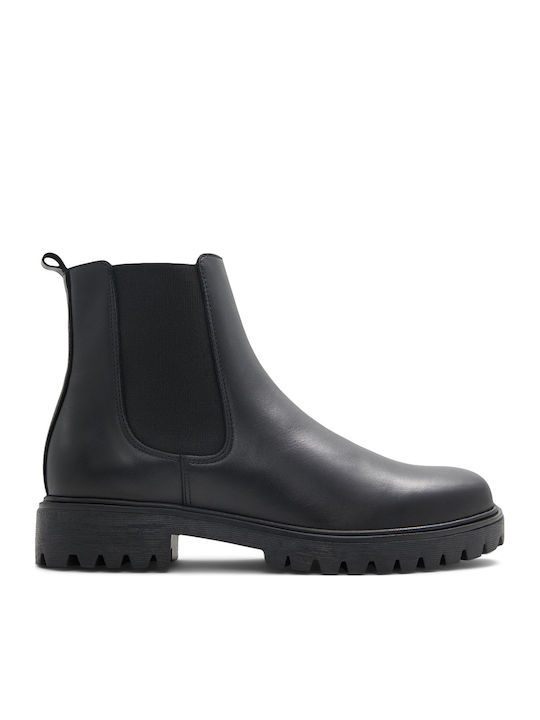 Leder Damen Chelsea-Stiefel Schwarz