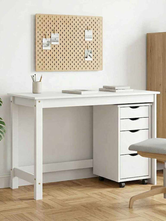 Γραφείο από Μασίφ Ξύλο Λευκό 112x50x75εκ.