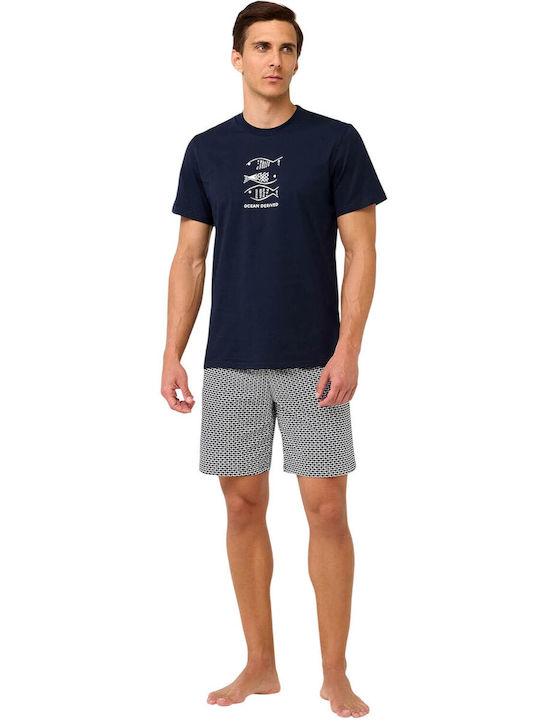 Vamp Sommer Herrenpyjama Blau