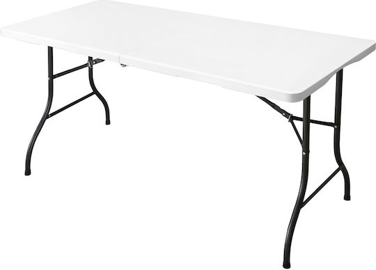 Masă Catering Pentru Exterior Pliabilă Din Polipropilenă Cu Ramă Metalică Albă 152x70x74cm