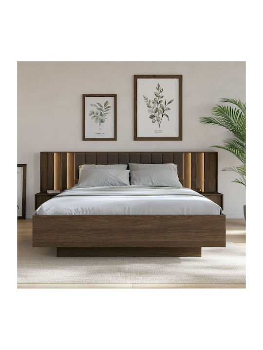 LH Home Furniture Σετ Schlafzimmermöbel-Kammer Walnuss 160x200cm 3 Stück