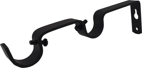 Central Home Wall Curtain Rail Base Metallic Black 2 Pieces