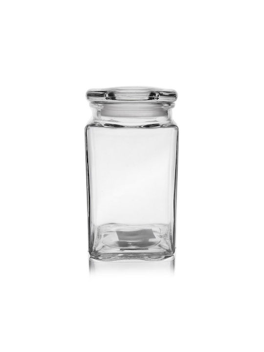 Orion Glass Transparent Coffee Pasta Vase with Lid 1400ml