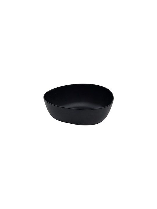 e-exoplismos 1700ml Round Serving Bowl Made of Black Melamine