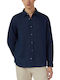 Long Sleeve Linen Shirt Navy Blue