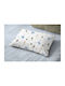 Dimcol Happy Safari 711 Baby Pillowcase Made of 100% Cotton White-Sky Blue 45x35cm