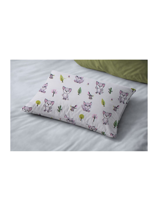 Dimcol Bebe Baby Pillowcase Made of 100% Cotton White-Pastel Lilac 45x35cm