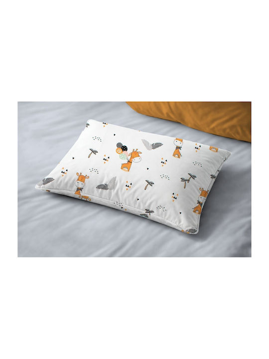 Dimcol Giraffe 599 Baby Pillowcase Made of 100% Cotton White-Orange 45x35cm