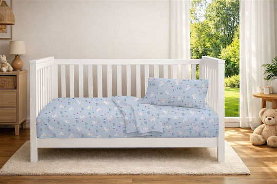 Dimcol Детска Покривка За Завивка Rabbit Garden 584 Небесносиня 120x160см