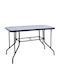 Outdoor Metal Table With Transparent Glass Surface 120x70x70cm