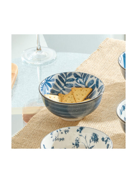 Round Porcelain Blue Serving Bowl with Diameter 11.6cm