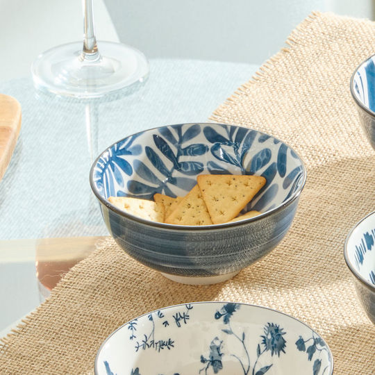 Round Porcelain Blue Serving Bowl with Diameter 11.6cm