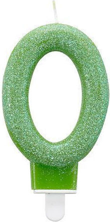 Geburtstagskerzen "no O Green Glitter" 7,5 cm